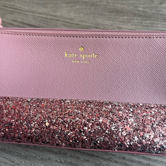 Kate Spade Greta Court Shiloh Glitter Cosmetic Travel Makeup Bag Pink - Picture 3 of 14